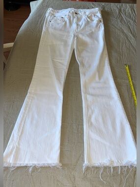 rag & bone White Flared Jeans with Raw Hem